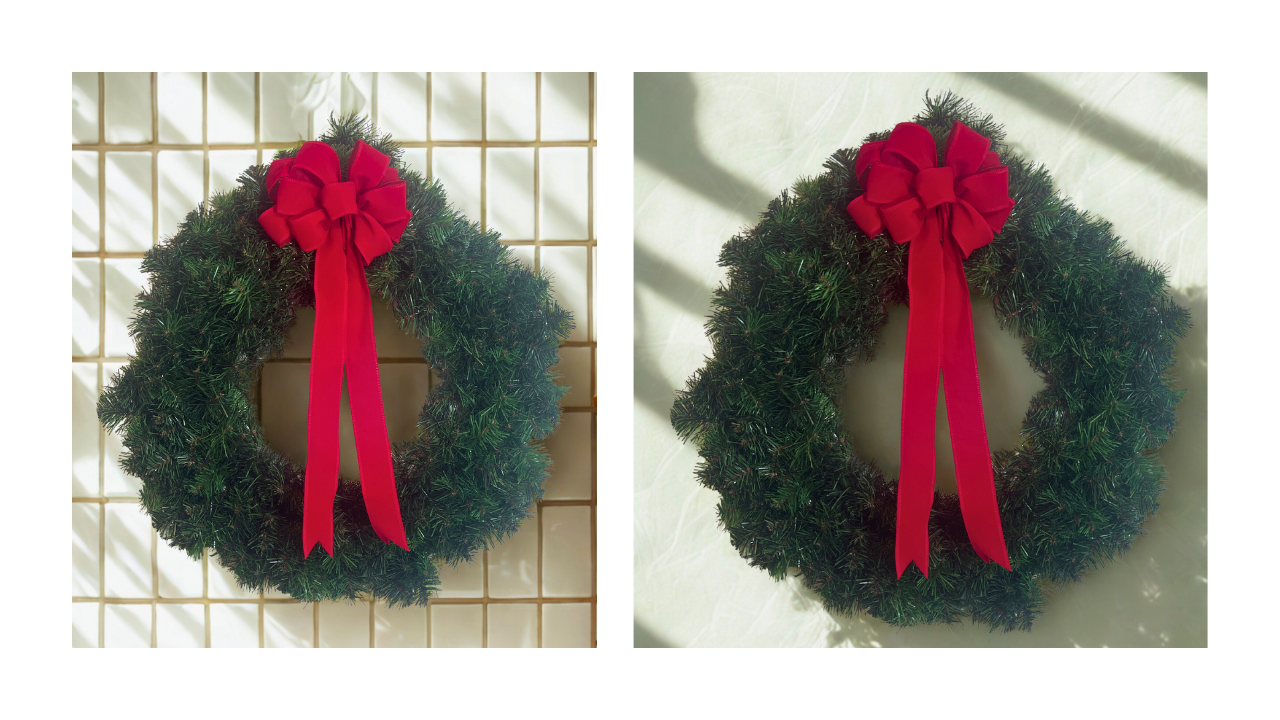 Classic Hand-Wrapped Garland Wreath with Handmade Bow