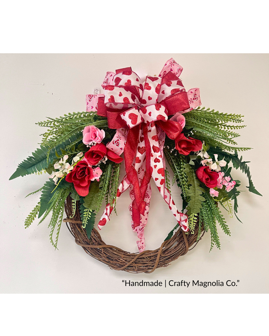 Floral Grapevine Wreath with Ribbon Accent