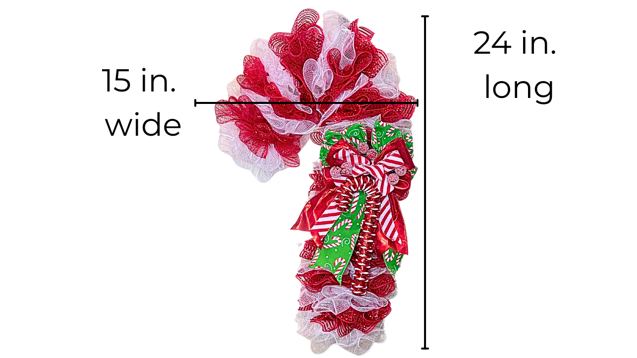 Handmade Candy Cane Wreath with Bow – Made to Order