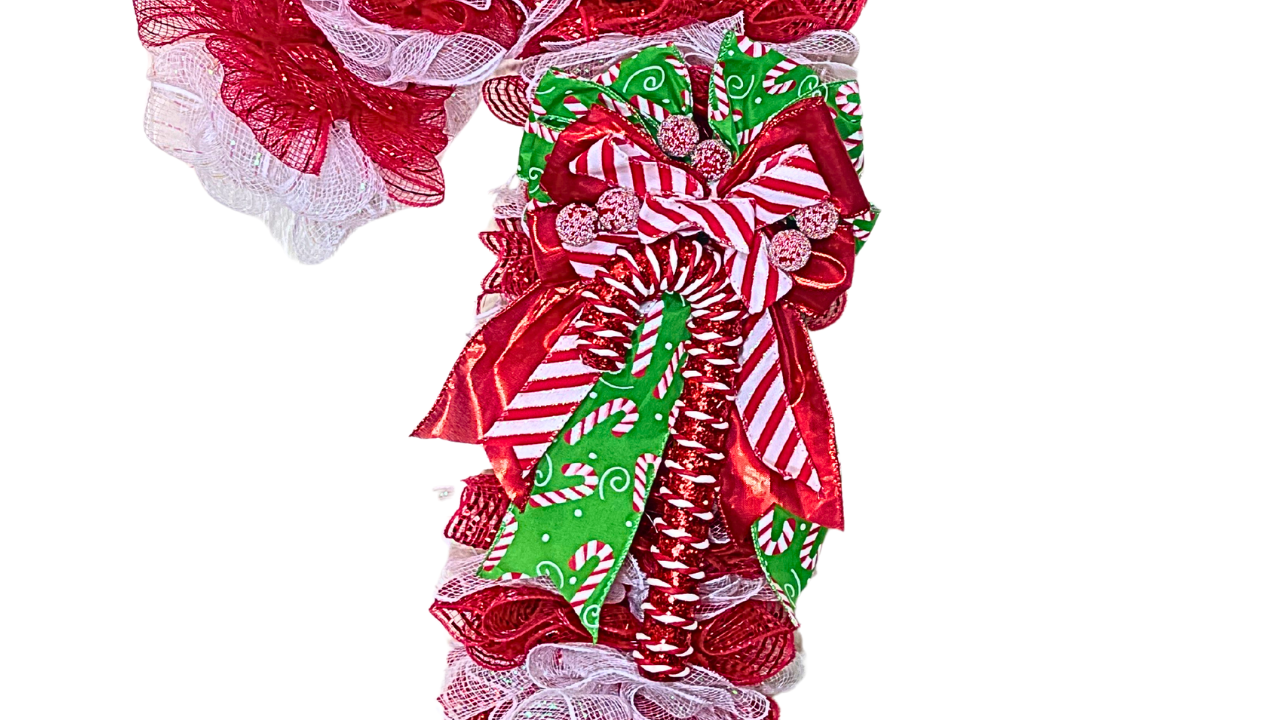 Handmade Candy Cane Wreath with Bow – Made to Order