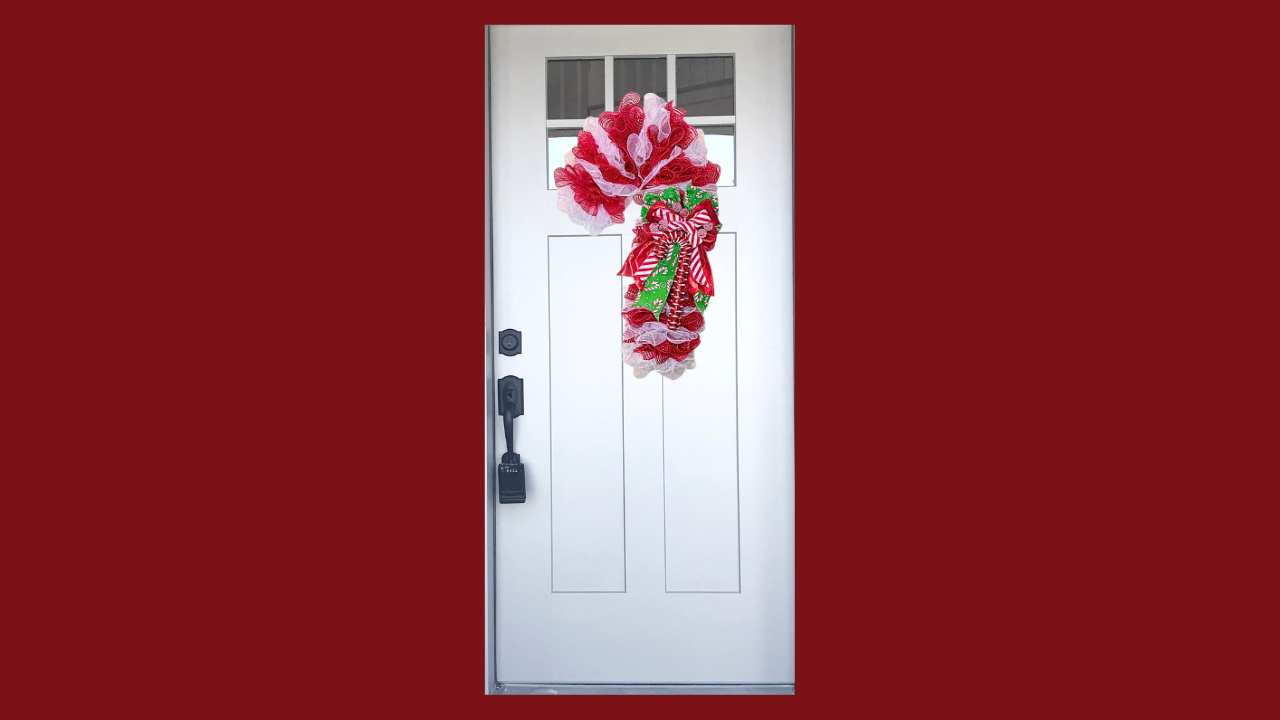 Handmade Candy Cane Wreath with Bow – Made to Order