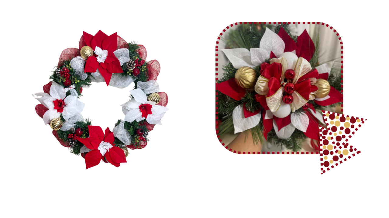 Matching Poinsettia Wreath & Centerpiece Set – Handmade Holiday Décor (Made to Order)