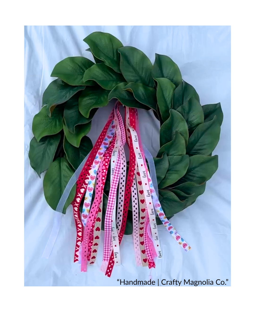 Magnolia Grapevine Wreath with Ribbon Sash