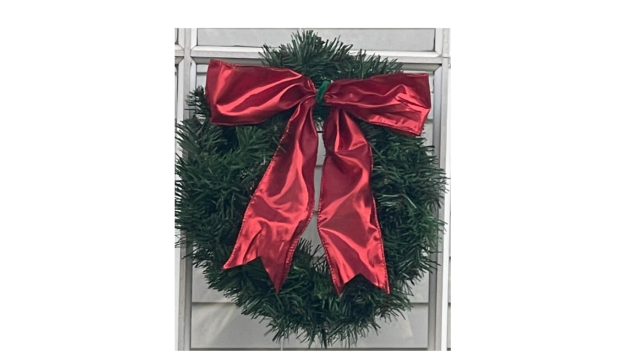 Mini Greenery Window Wreath with Red Bow – Made to Order