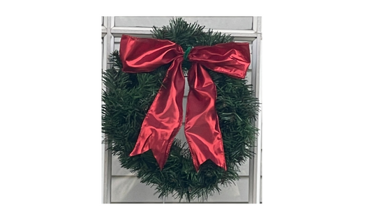 Mini Greenery Window Wreath with Red Bow – Made to Order